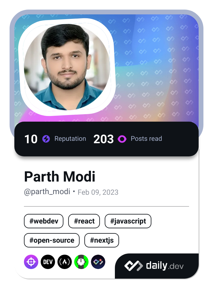 Parth Modi's Dev Card